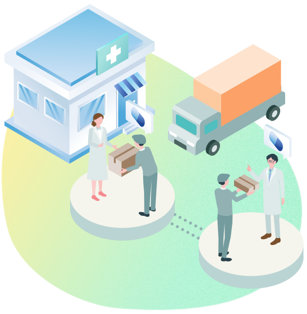 不動医薬品のマッチングを使用する人のイラスト