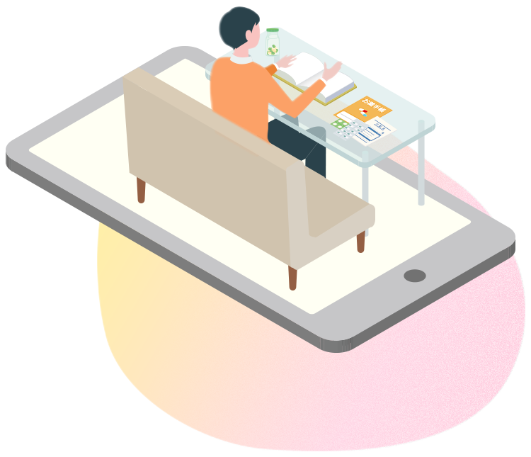 外出先でコネクトレポートを使用する人のイラスト